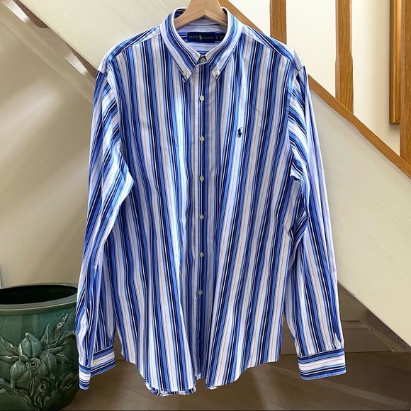 RALPH LAUREN 100% Cotton Stripe Men’s Shirt, Size XL - Picture 6 of 14